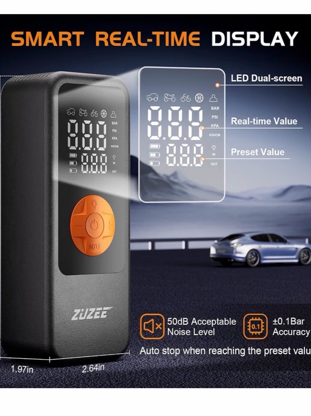 E18 Tire Inflator Portable Air Compressor, 4X Faster & High-Capacity Battery, Po - Picture 2 of 4